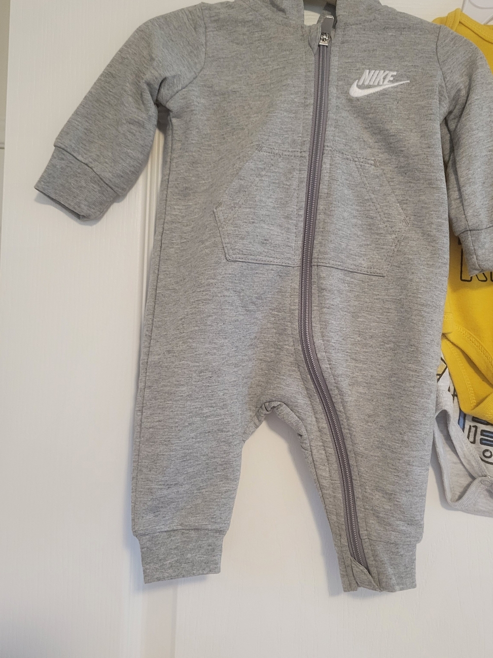 Nike Gray Zip-Front Baby One-Piece Romper